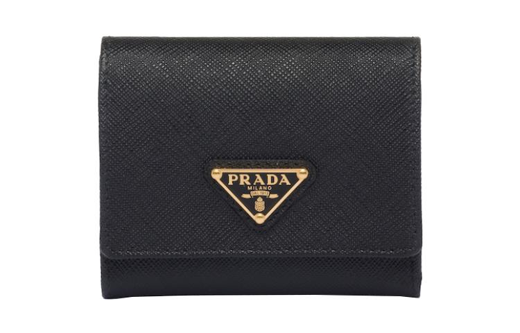 Prada Prada Saffiano Leather Wallet Small Size Women's Black