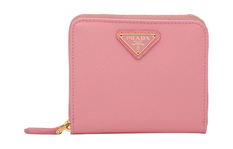 Prada Prada Leather Wallet Small Size Women's Petal Pink