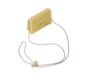 Buy Prada Fabric With Leather Card Holder Women's Gold at Sasom – Authentic and Ready to Ship