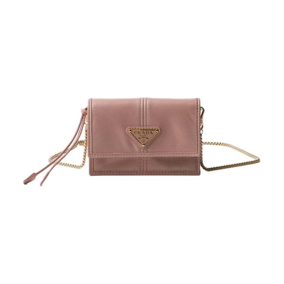 Prada Prada Leather Card Holder Regular Women's Rose Blush