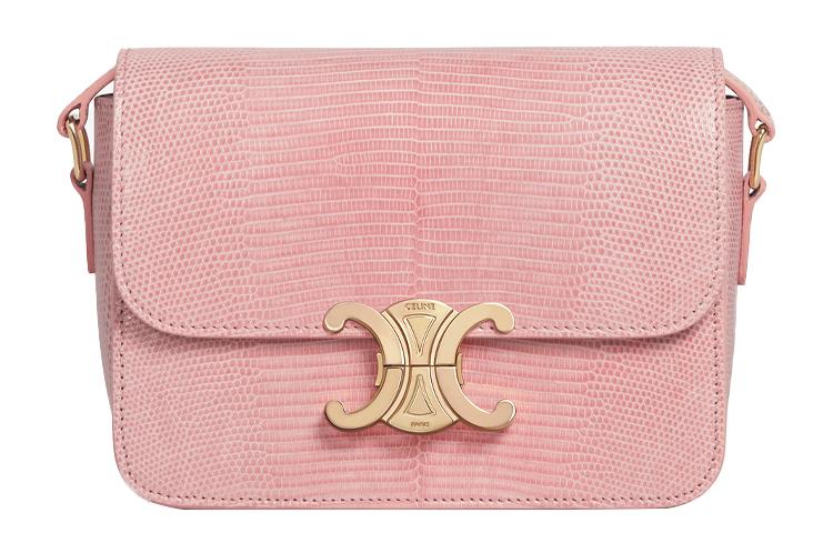 Celine Celine Triomphe Shiny Cow Leather Crossbody Handbag Shoulder Bag Women's Light Pink