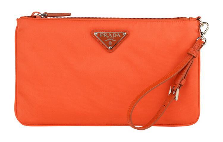 Prada Prada Nylon Clutch Women's Orange