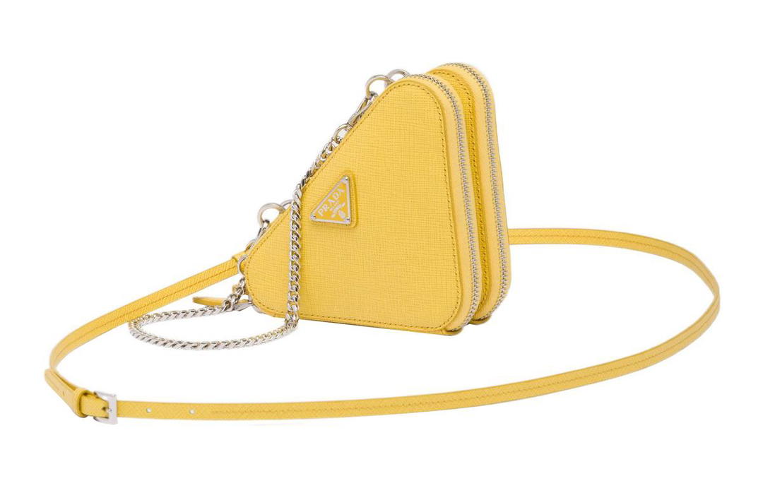 Prada Prada Saffiano Leather One Shoulder Crossbody Clutches Mini Women's Sunshine Yellow