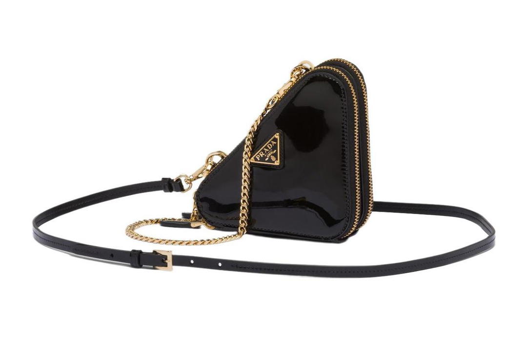 Prada Prada Leather One Shoulder Crossbody Clutches Mini Women's Black