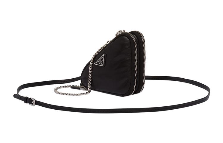 Prada Prada Leather One Shoulder Crossbody Clutch Mini Women's Black