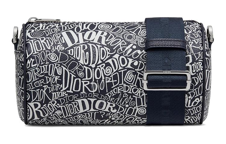 Dior Dior Stussy Collaboration Grained Cow Leather Messenger Bag Shoulder Bag Crossbody Bag Men's Navy
