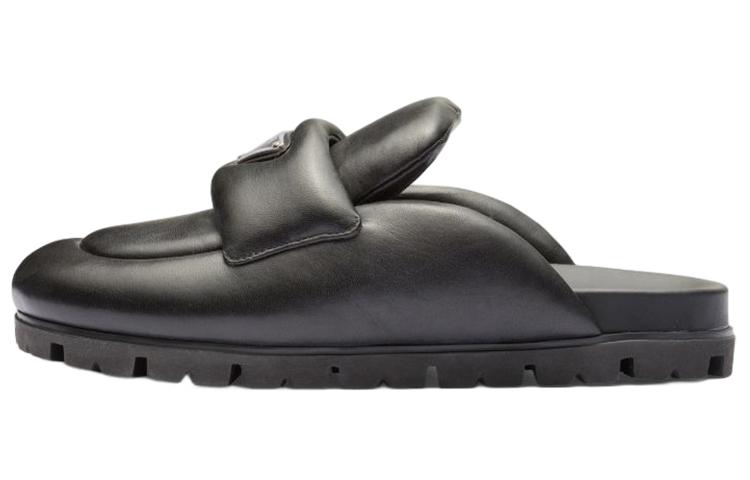 Prada Prada Soft Padded 20mm Sabots Black Nappa Leather Women's