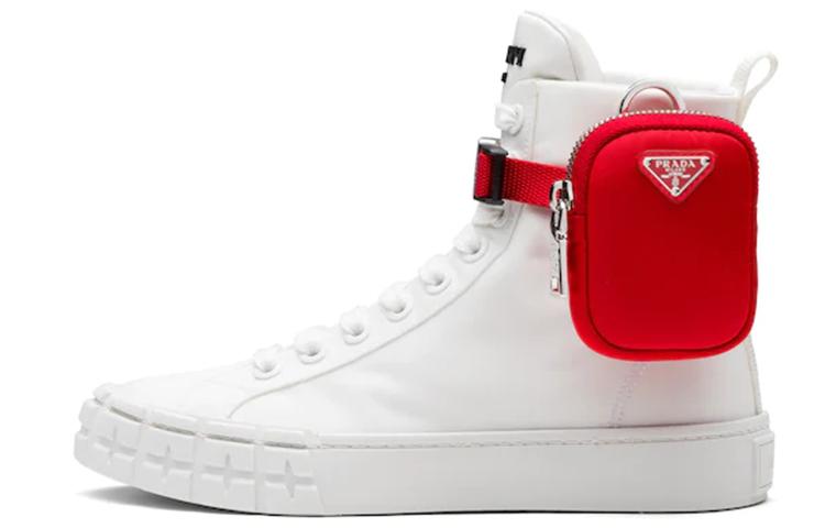 Prada Prada Wheel Re-Nylon Stylish Skateboarding Shoes Women's White Red