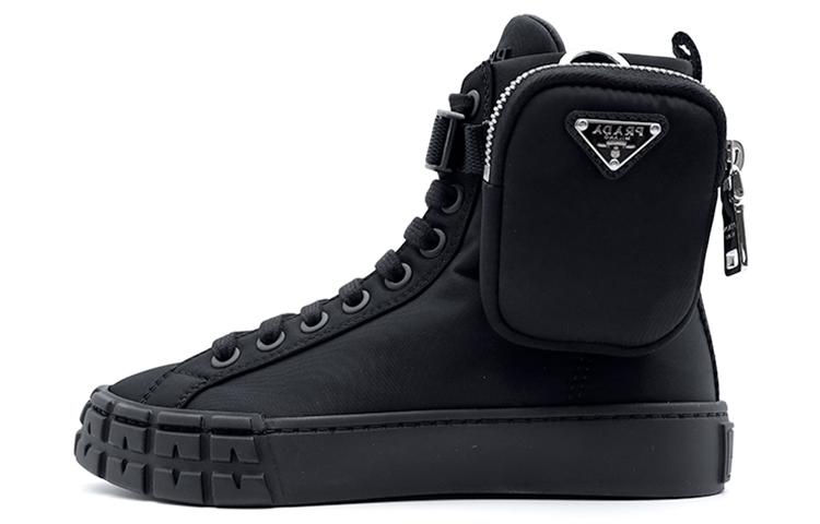 Prada Prada Wheel Re Nylon Hight Sneakers With Larger Pouch 'Black' Women's
