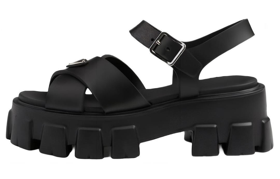 Prada Prada Triangle logo Platform Sandals