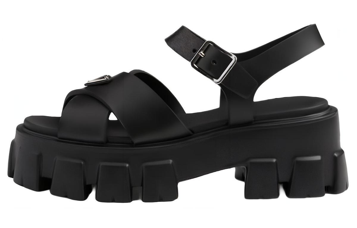 Prada Prada Triangle logo Platform Sandals