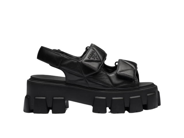 Prada Prada Monolith Nappa Leather Sandals In Black Lambskin - view 1