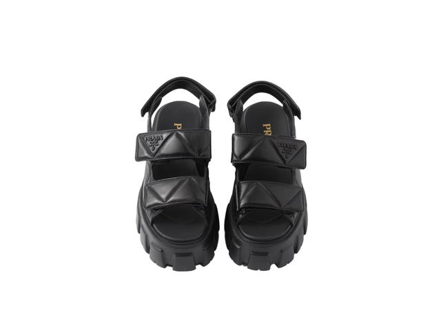 Prada Prada Monolith Nappa Leather Sandals In Black Lambskin - view 4