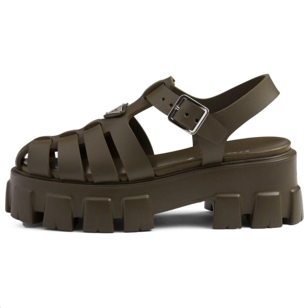 Prada Prada Triangle logo Platform Sandals