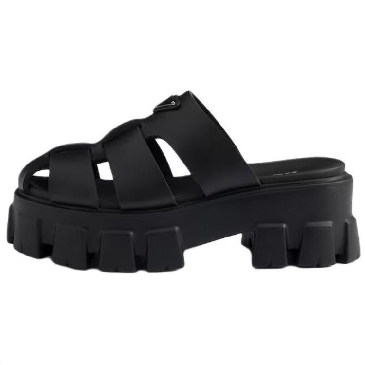 Prada Prada Monolith Closed Toe Slippers 5.5cm Women's Black