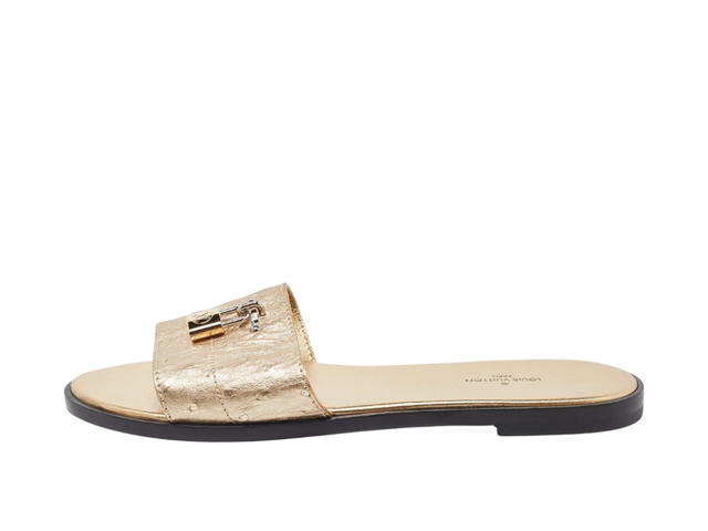 Louis Vuitton Louis Vuitton Lock It Flat Sandals Gold - view 2