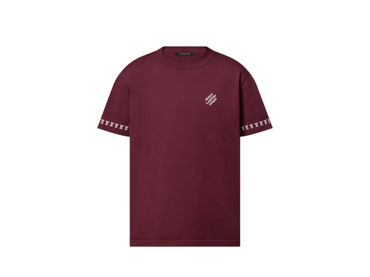 Louis Vuitton Louis Vuitton Signature Short-Sleeved Cotton Crewneck Burgundy