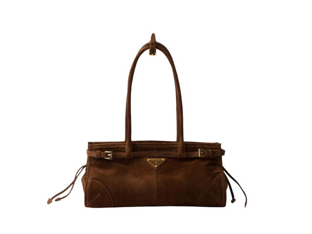 Prada Prada Bonnie Medium Suede Handbag Cocoa Brown - view 1