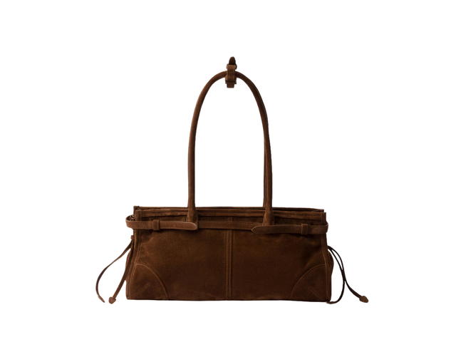 Prada Prada Bonnie Medium Suede Handbag Cocoa Brown - view 2