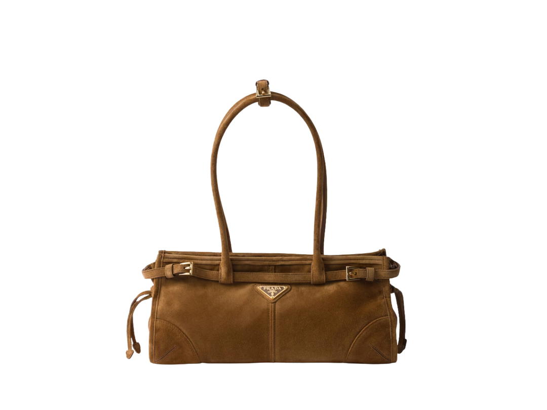 Prada Prada Bonnie Medium Suede Handbag Cinnamon