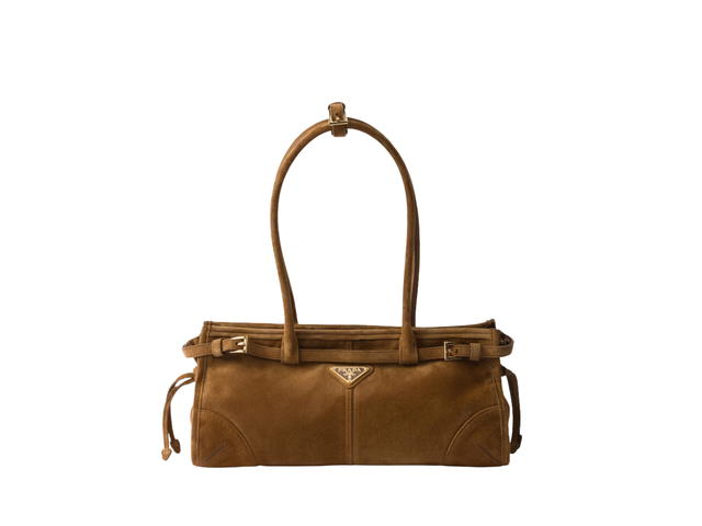 Prada Prada Bonnie Medium Suede Handbag Cinnamon - view 1