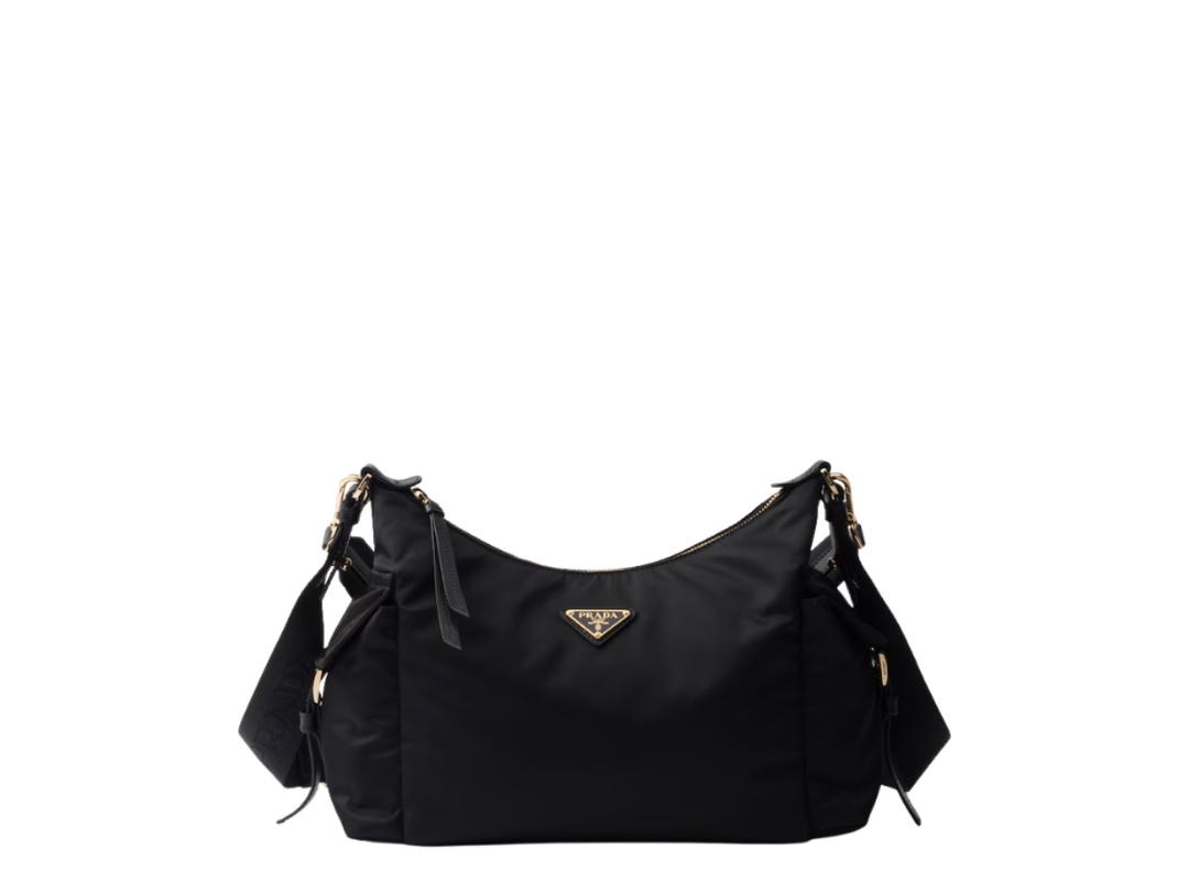 Prada Prada Explore Large Re-Nylon And Leather Bag Black