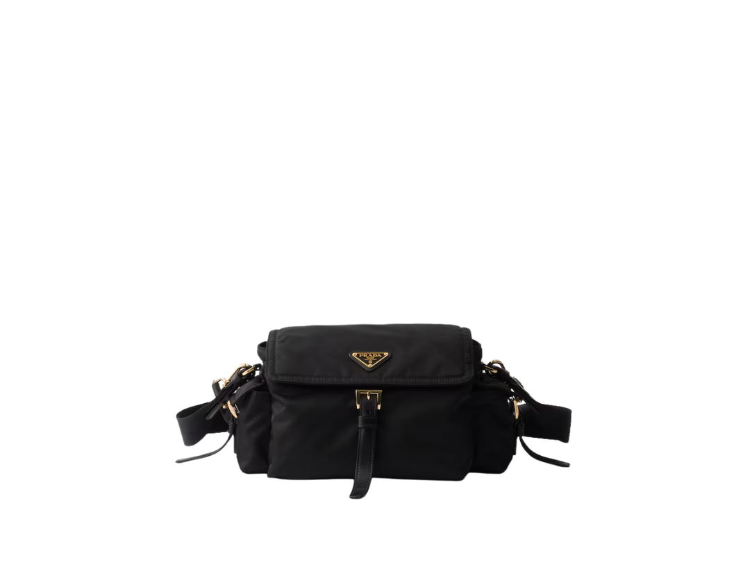 Prada Prada Explore Medium Re-nylon Shoulder Bag With Flap Black