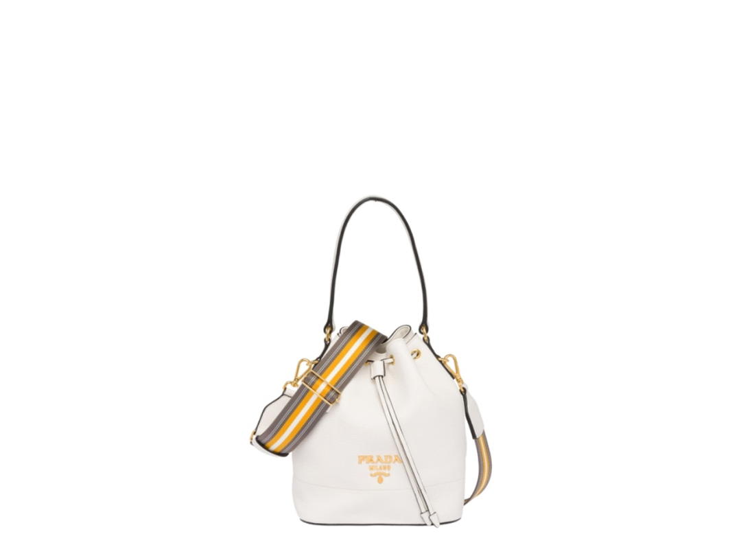 Prada Prada Vitello Daino Bucket Bag White
