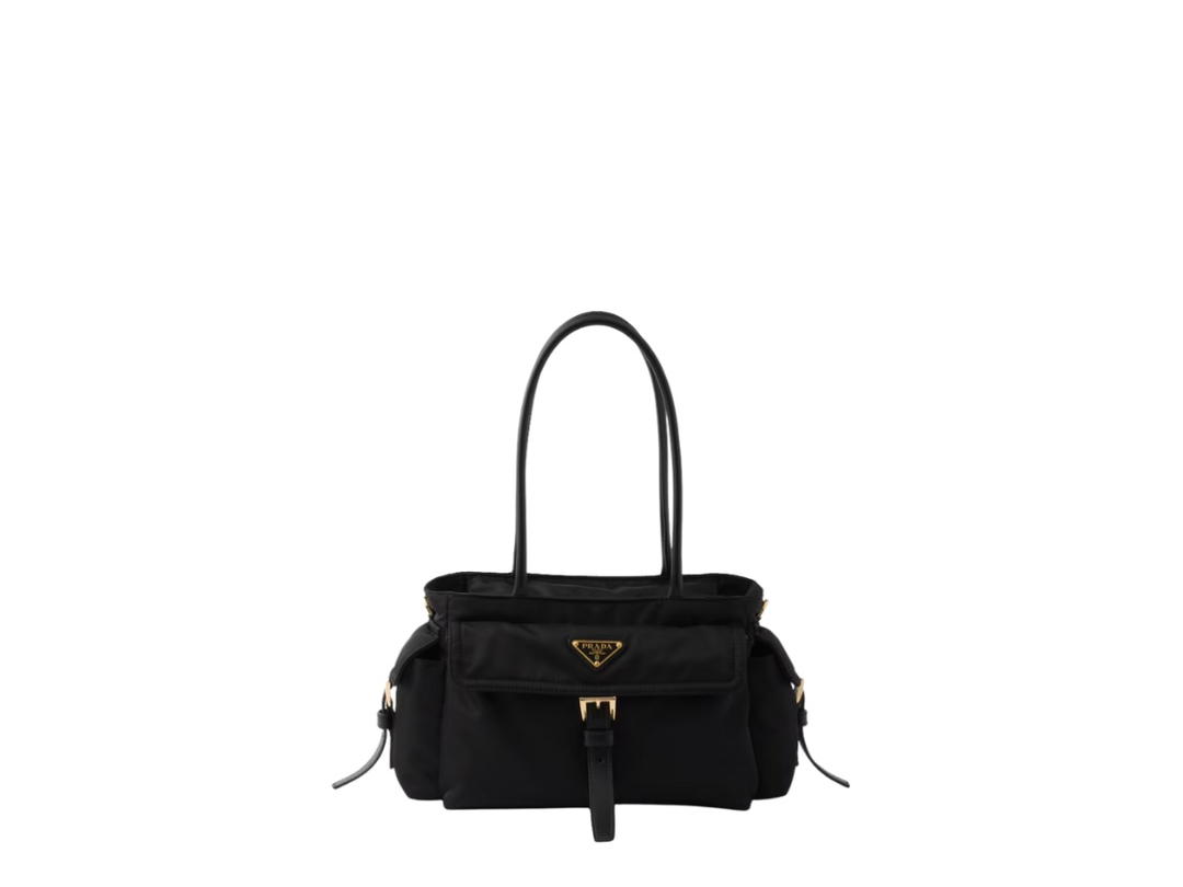 Prada Prada Explore Medium Re-Nylon And Leather Tote Bag Black