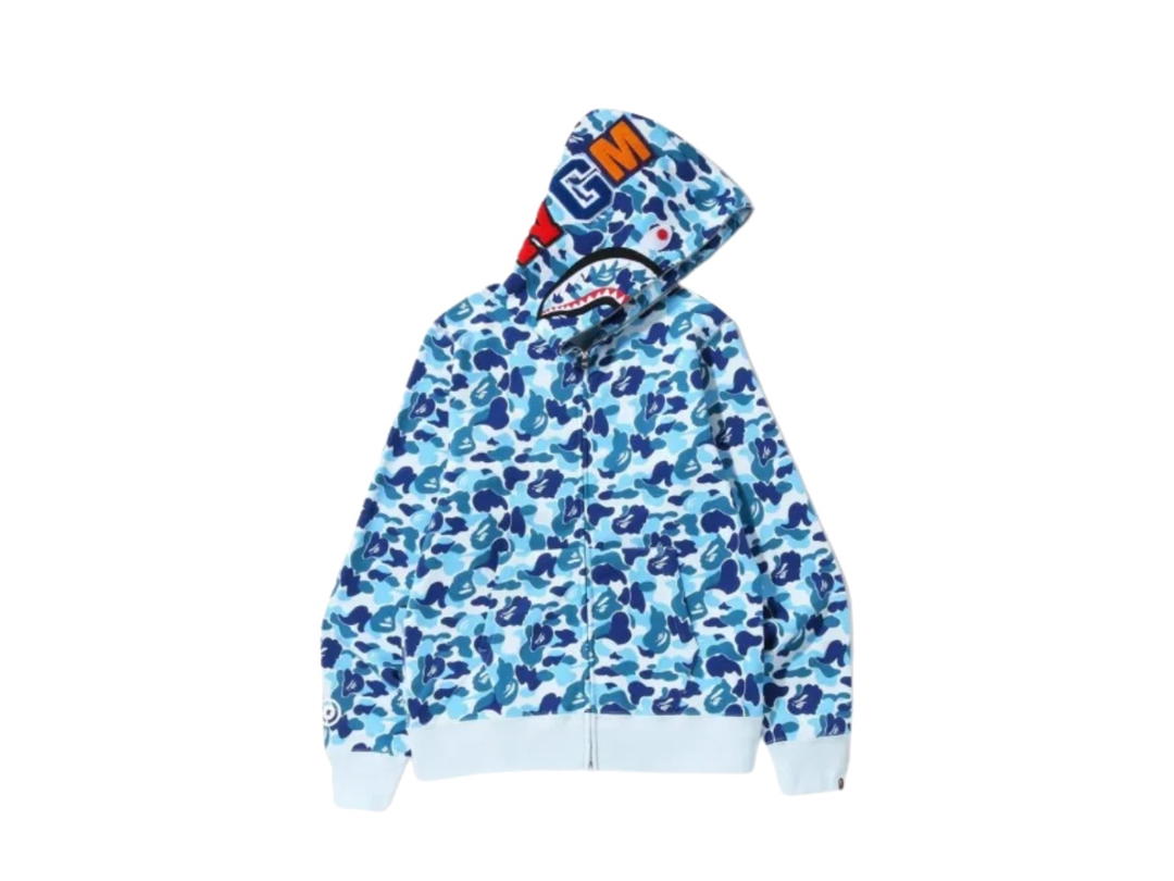 Bape Bape Ponr ABC Camo Shark Full Zip Hoodie Blue