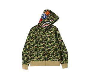 Buy Bape Ponr ABC Camo Shark Full Zip Hoodie Army Green at Sasom – Authentic and Ready to Ship