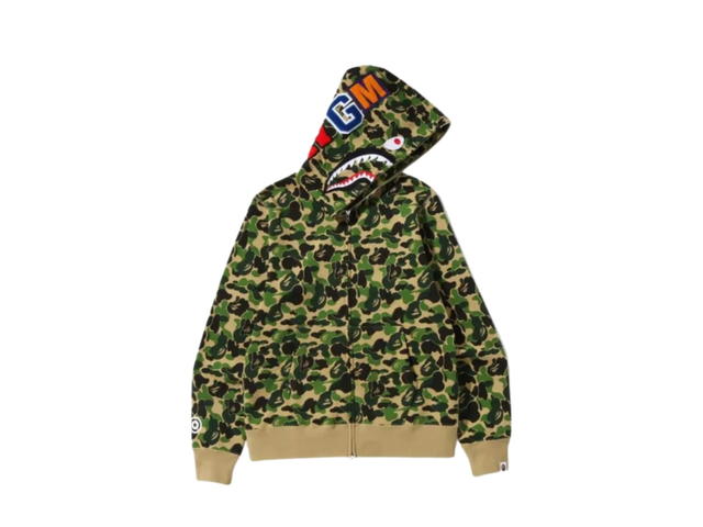 Bape Bape Ponr ABC Camo Shark Full Zip Hoodie Army Green - view 1