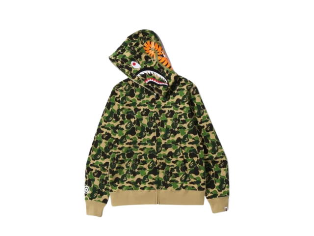 Bape Bape Ponr ABC Camo Shark Full Zip Hoodie Army Green - view 2