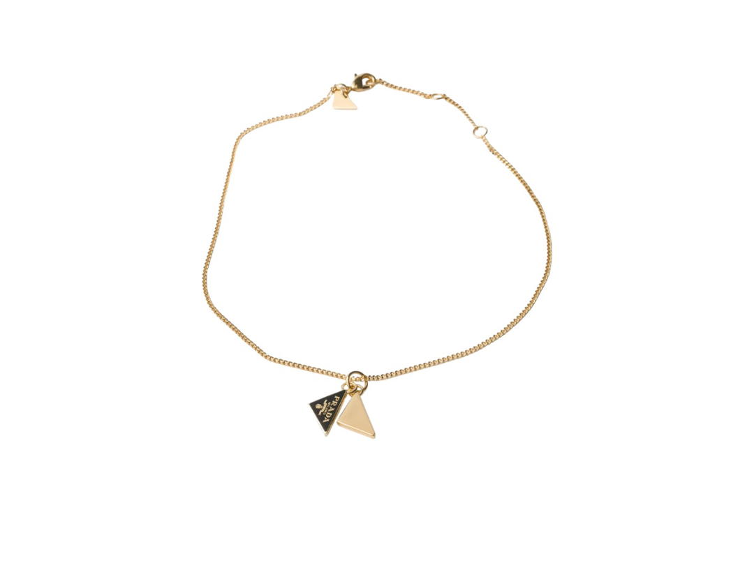 Prada Prada Enameled Metal Necklace Gold Black