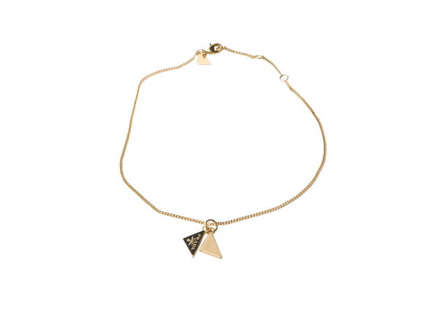 Prada Prada Enameled Metal Necklace Gold Black - view 1