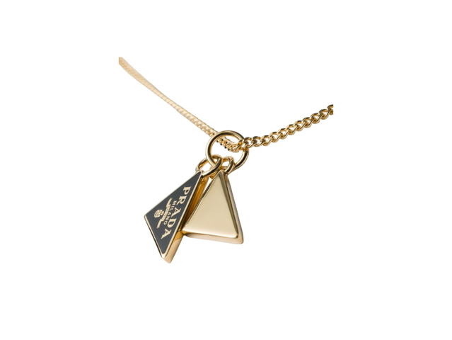 Prada Prada Enameled Metal Necklace Gold Black - view 2