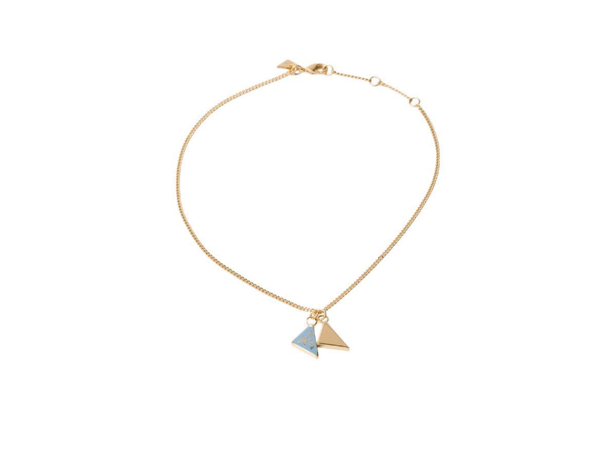 Prada Prada Enameled Metal Necklace Gold Celeste