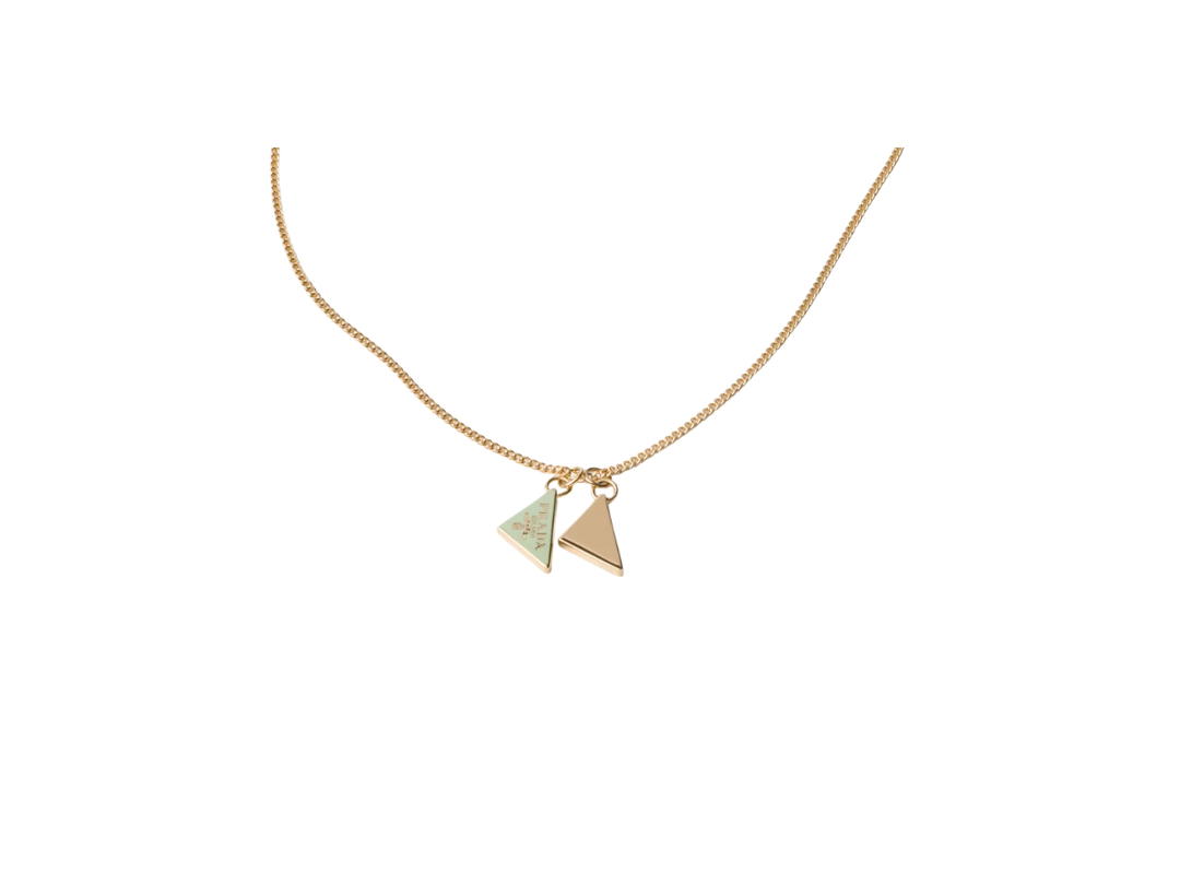 Prada Prada Enameled Metal Necklace Gold Aqua