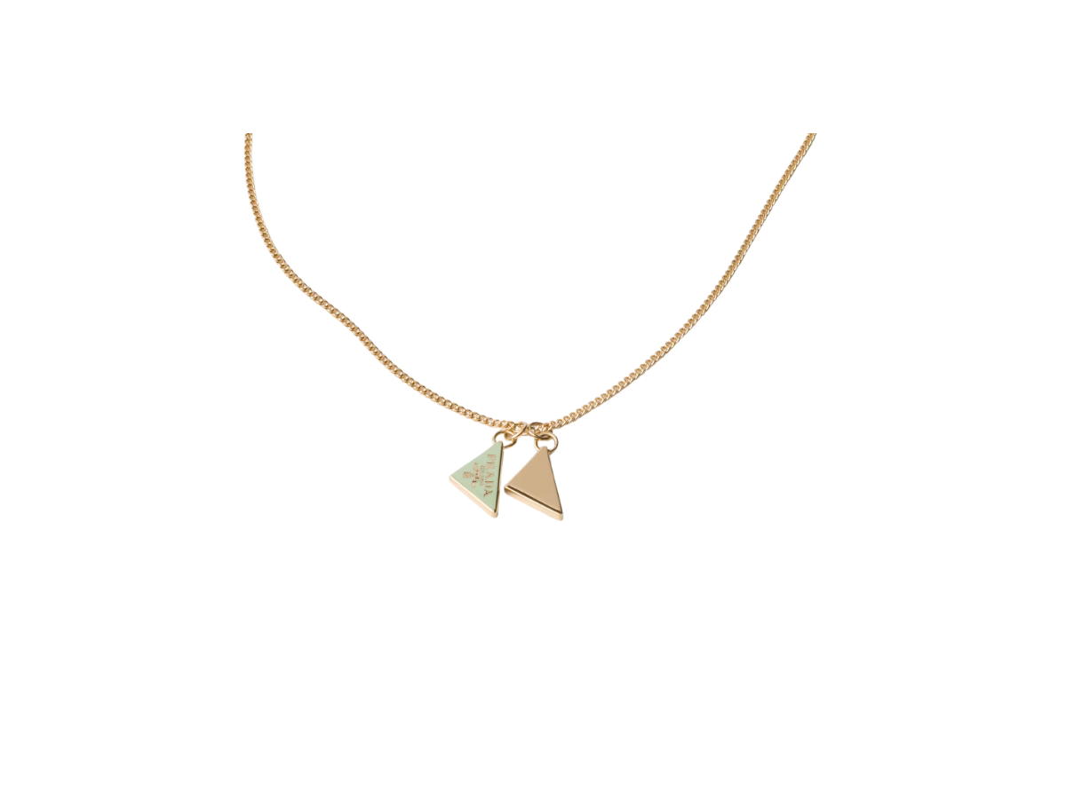 Prada Prada Enameled Metal Necklace Gold Aqua