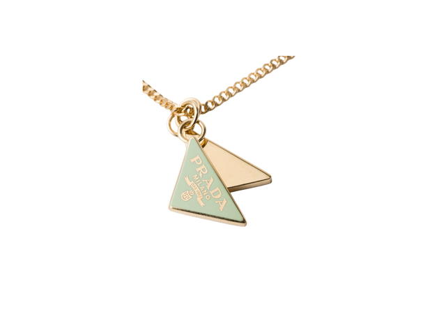 Prada Prada Enameled Metal Necklace Gold Aqua - view 3