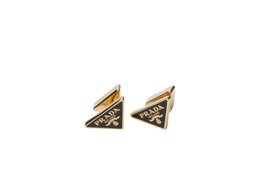 Prada Prada Enameled Metal Earrings Gold Black