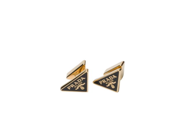 Prada Prada Enameled Metal Earrings Gold Black - view 1