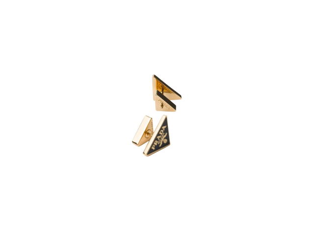 Prada Prada Enameled Metal Earrings Gold Black - view 2