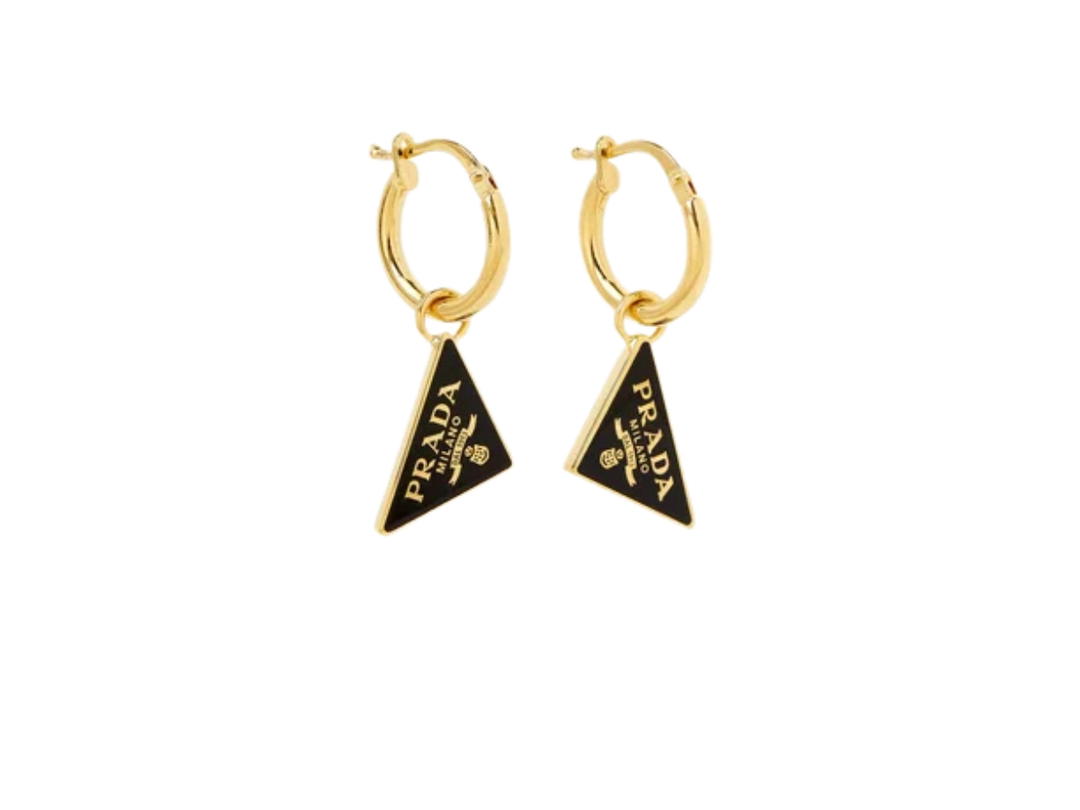 Prada Prada Enameled Metal Earrings Gold Black