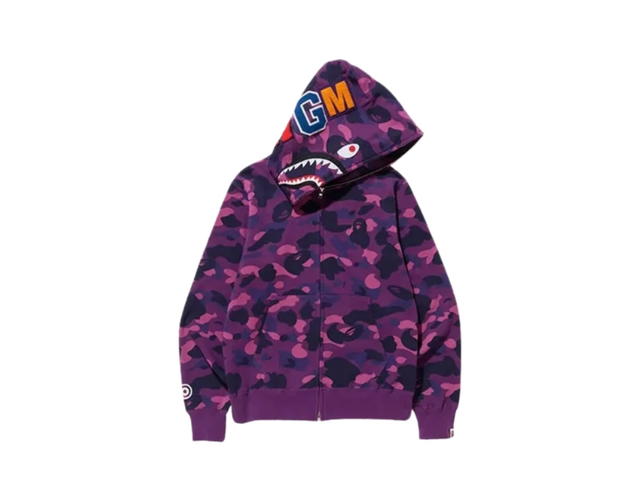 Bape BAPE Color Camo Shark Full Zip Hoodie Purple - view 1