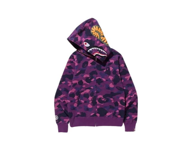 Bape BAPE Color Camo Shark Full Zip Hoodie Purple - view 2