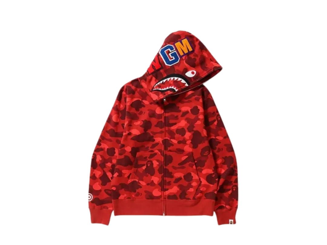 Bape BAPE Color Camo Shark Full Zip Hoodie Red