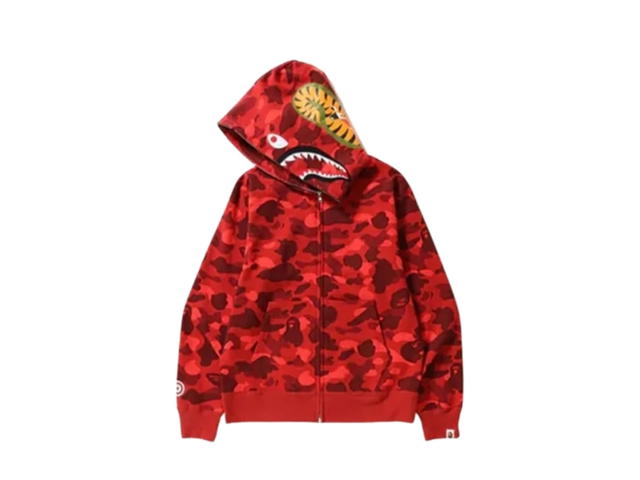 Bape BAPE Color Camo Shark Full Zip Hoodie Red - view 2