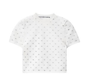 Buy Alexander Wang Nylon Crystal Logo Cropped T-Shirt White at Sasom – Authentic and Ready to Ship