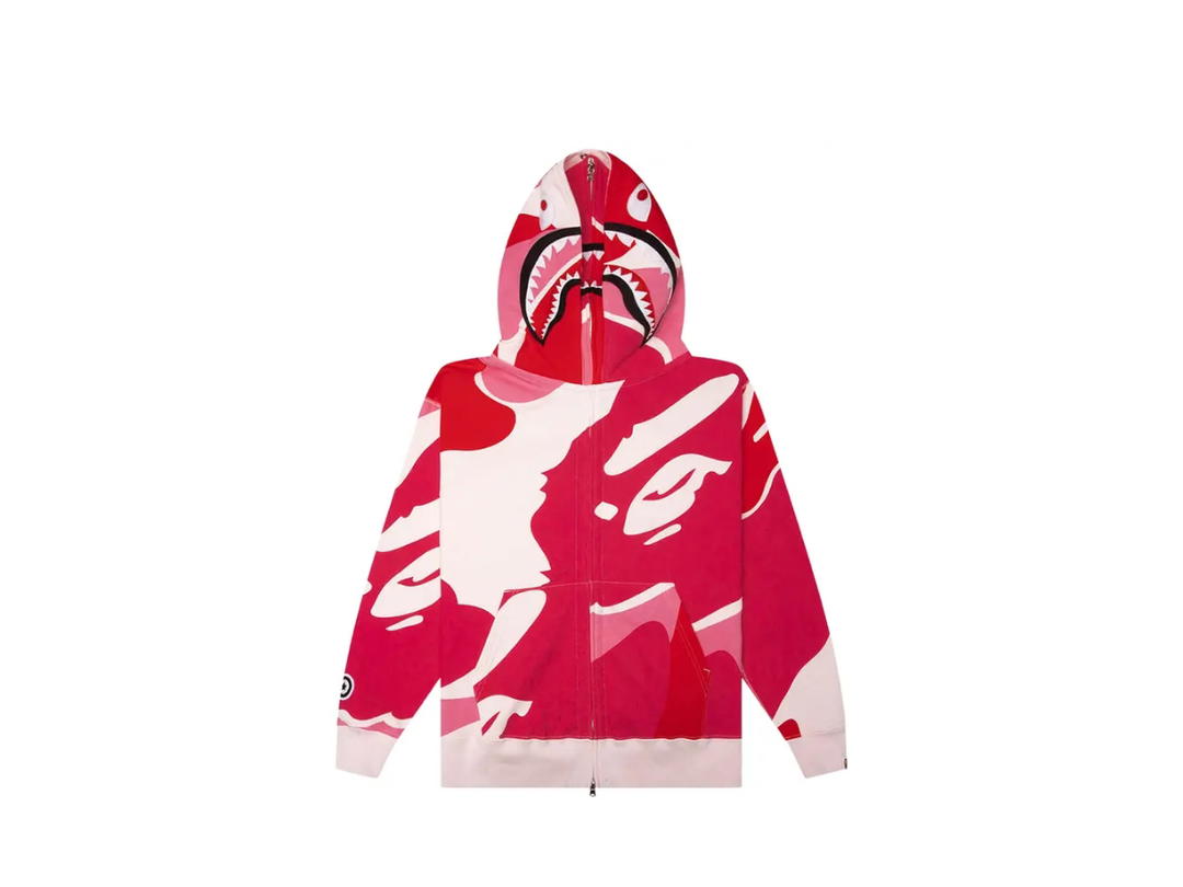 Bape Bape Mega ABC Camo Double Shark Relaxed Fit Full Zip Hoodie Pink
